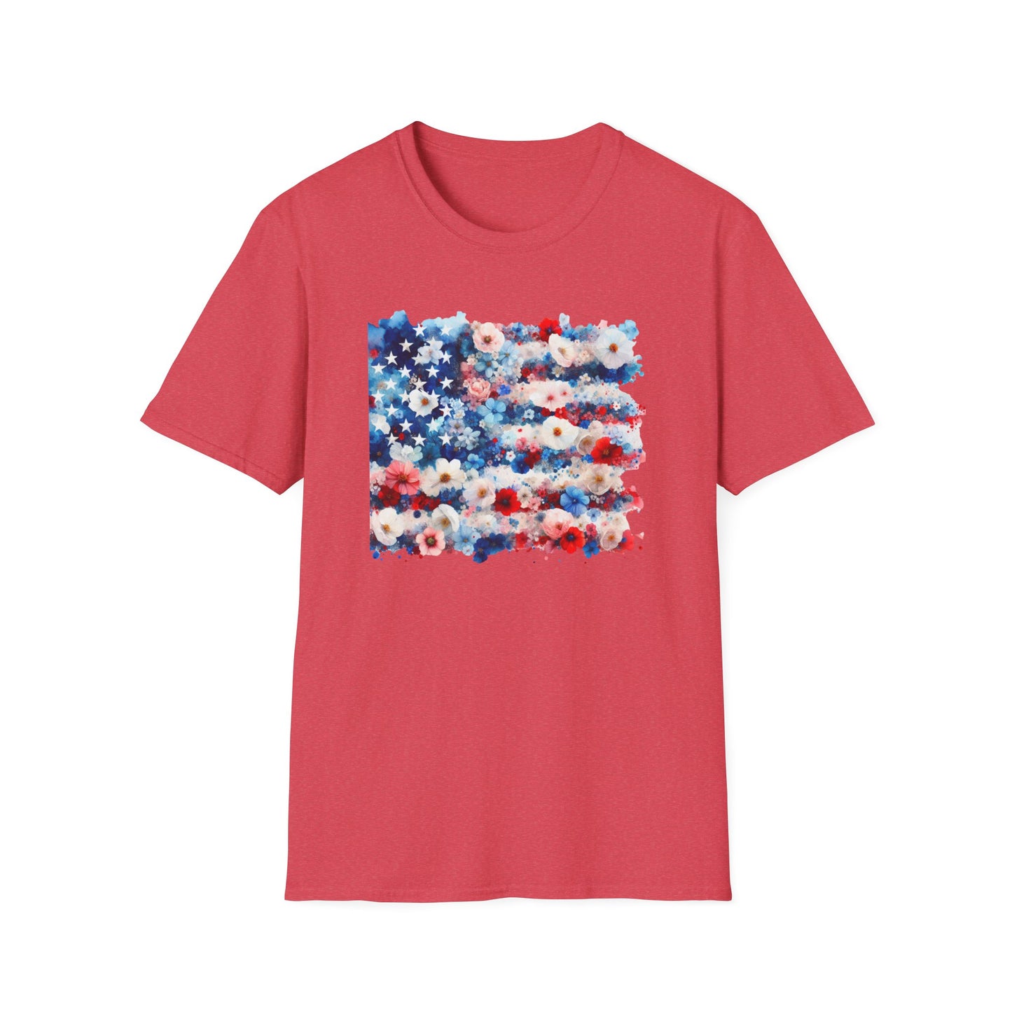 Patriotic Floral Freedom in Full Bloom Unisex Graphic T-Shirt
