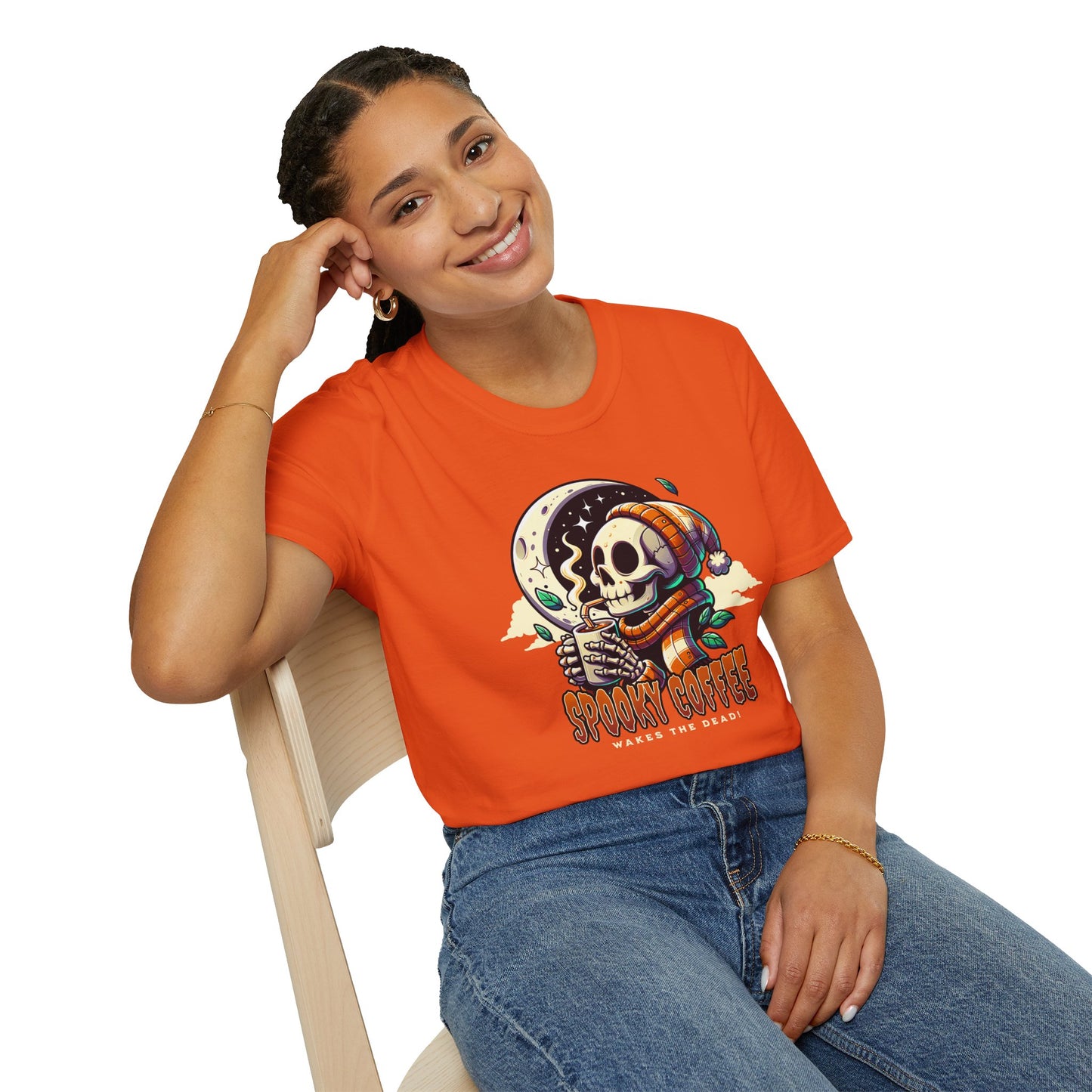 Spooky Coffee Skeleton Unisex Graphic T-Shirt