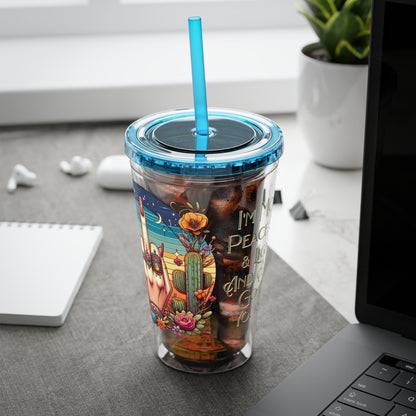 Peace Love Light F* Yourself 16oz Insulated Tumbler with Straw