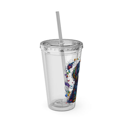 Colorful Shih Tzu 16oz. Insulated Tumbler with Straw