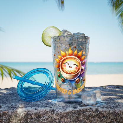 Caffeinated & Unbothered 16oz Insulated Tumbler with Straw
