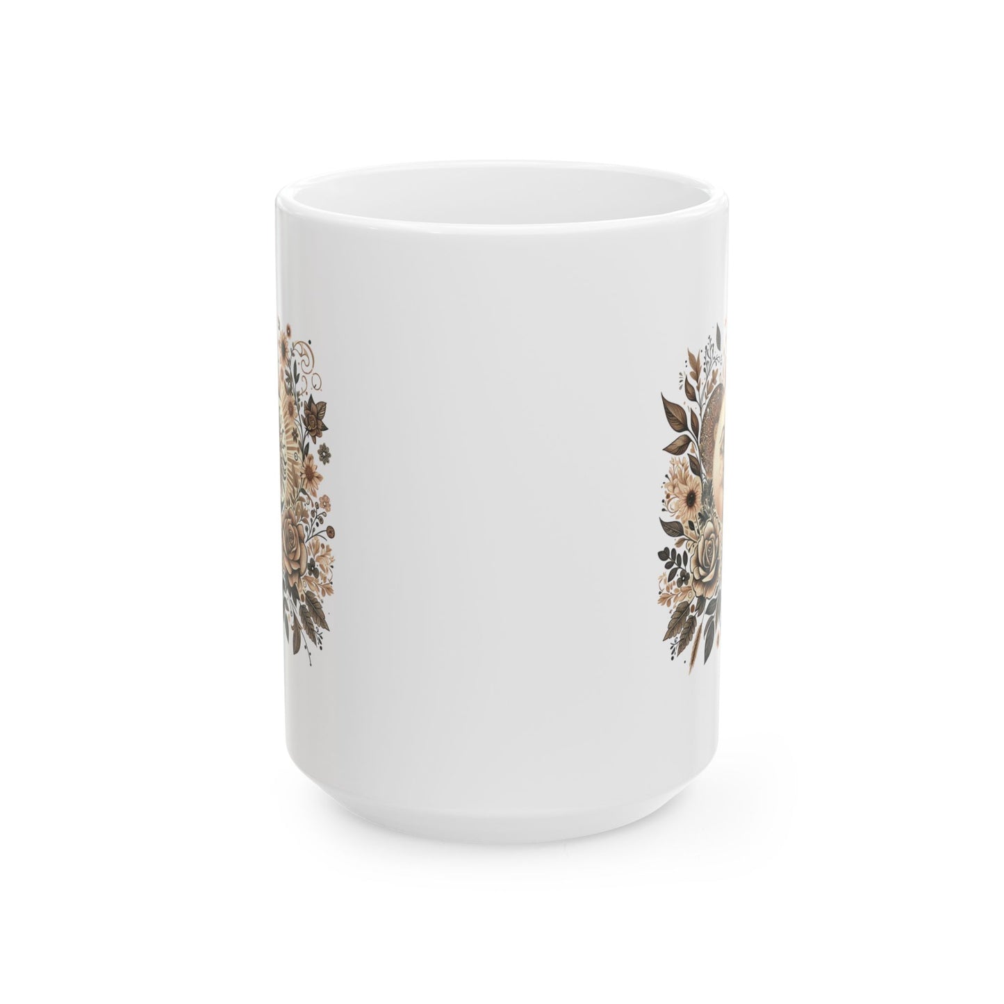 Boho Floral Celestial Sun & Moon Ceramic Mug