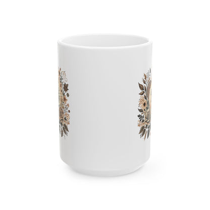 Boho Floral Celestial Sun & Moon Ceramic Mug