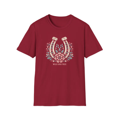 Wild and Free Horseshoe Floral Unisex Graphic T-Shirt