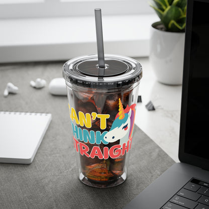 Unicorn Can't Think Straight 16oz. Insulated Tumbler with Straw