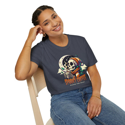 Spooky Coffee Skeleton Unisex Graphic T-Shirt