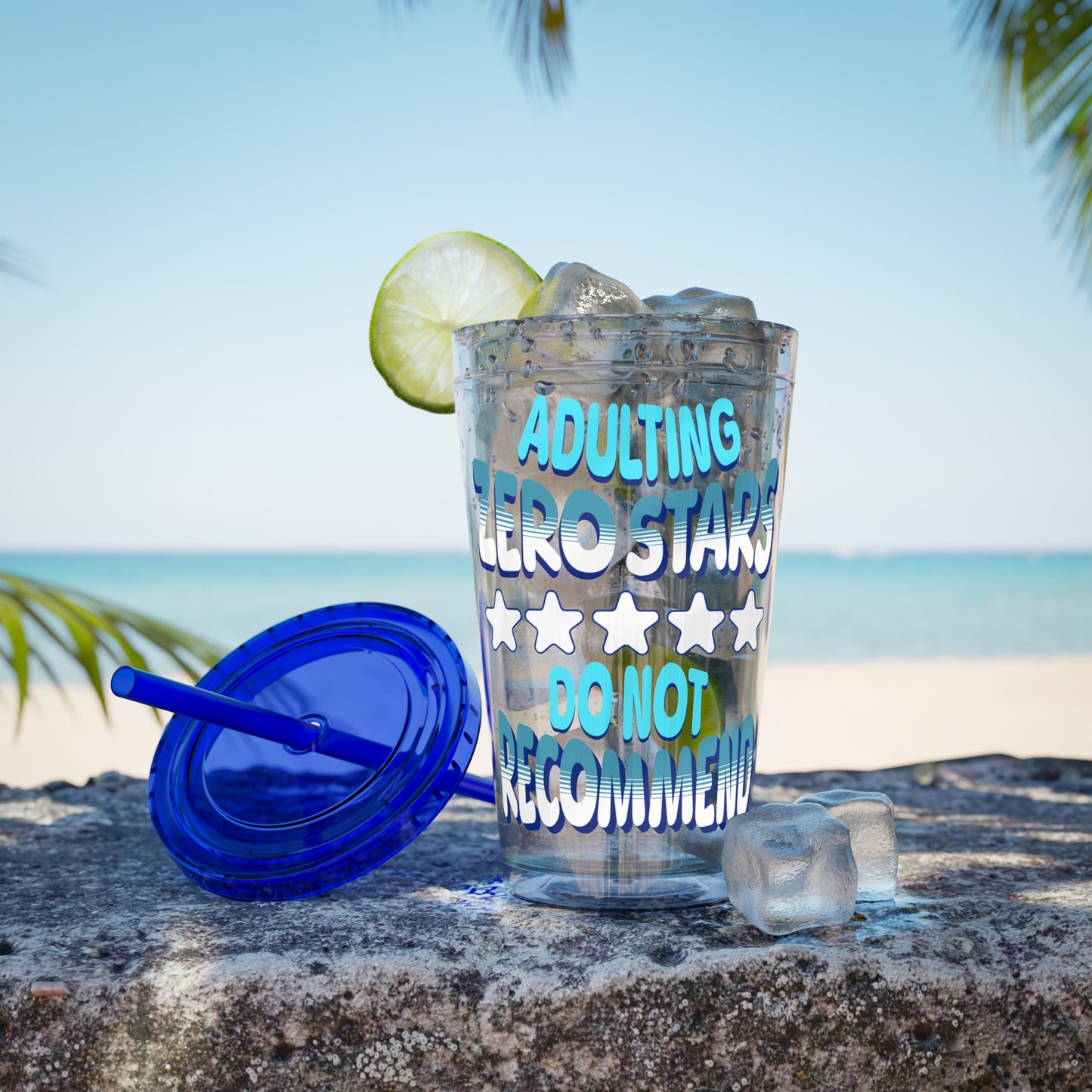 Adulting Zero Stars 16oz Insulated Tumbler with Straw