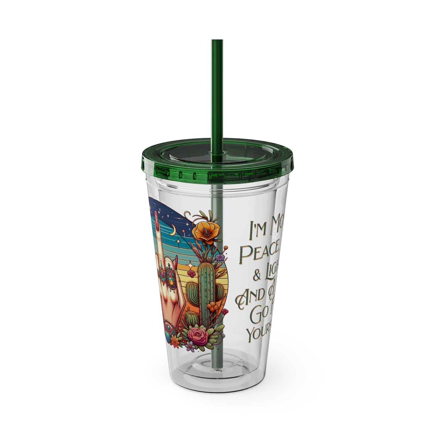 Peace Love Light F* Yourself 16oz Insulated Tumbler with Straw