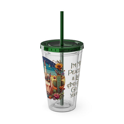 Peace Love Light F* Yourself 16oz Insulated Tumbler with Straw
