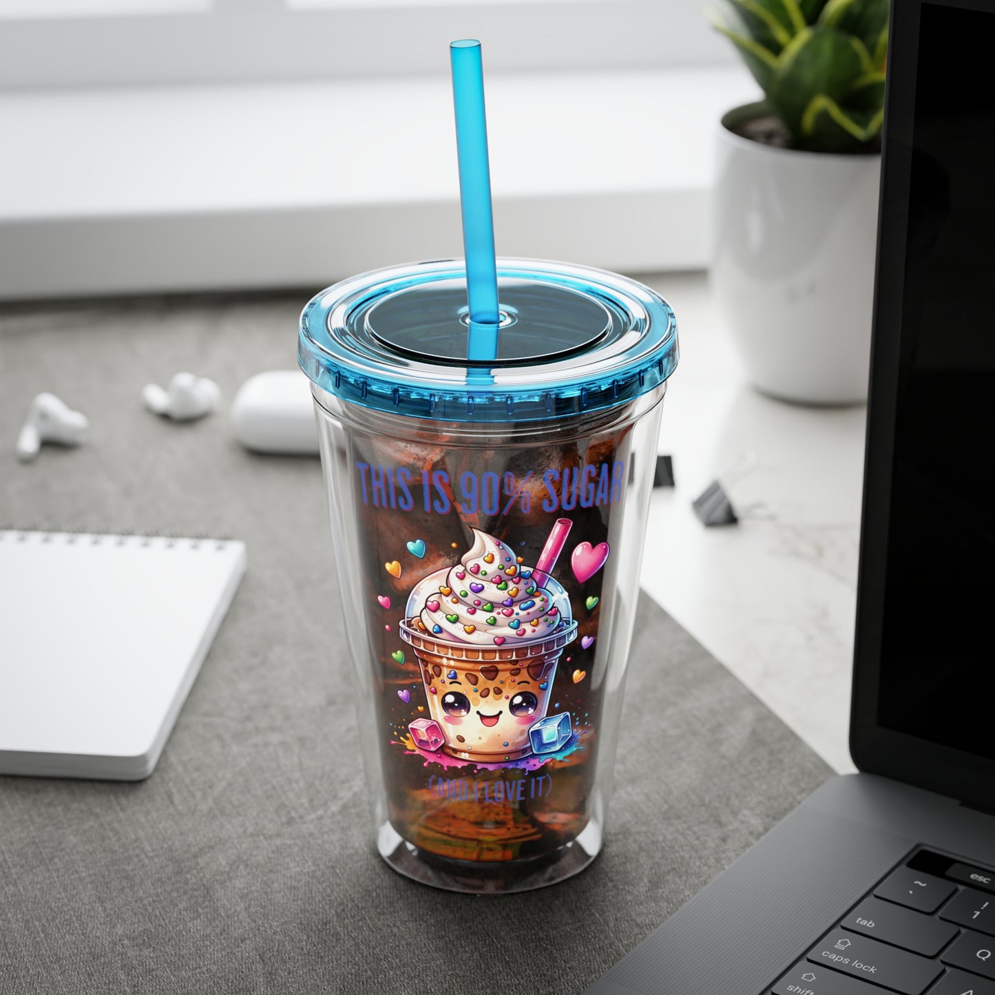 90% Sugar 16oz Insulated Tumbler with Straw