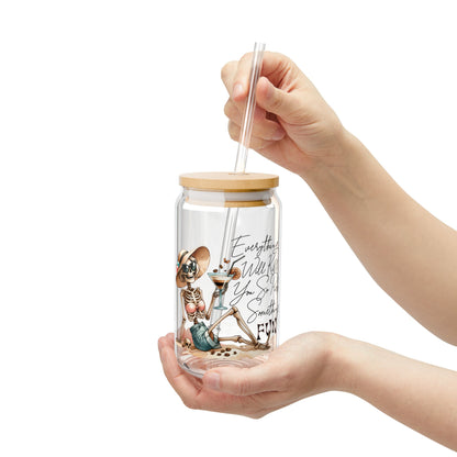 Pick Something Fun Skeleton 16oz Sipper Glass with Bamboo Lid & Straw