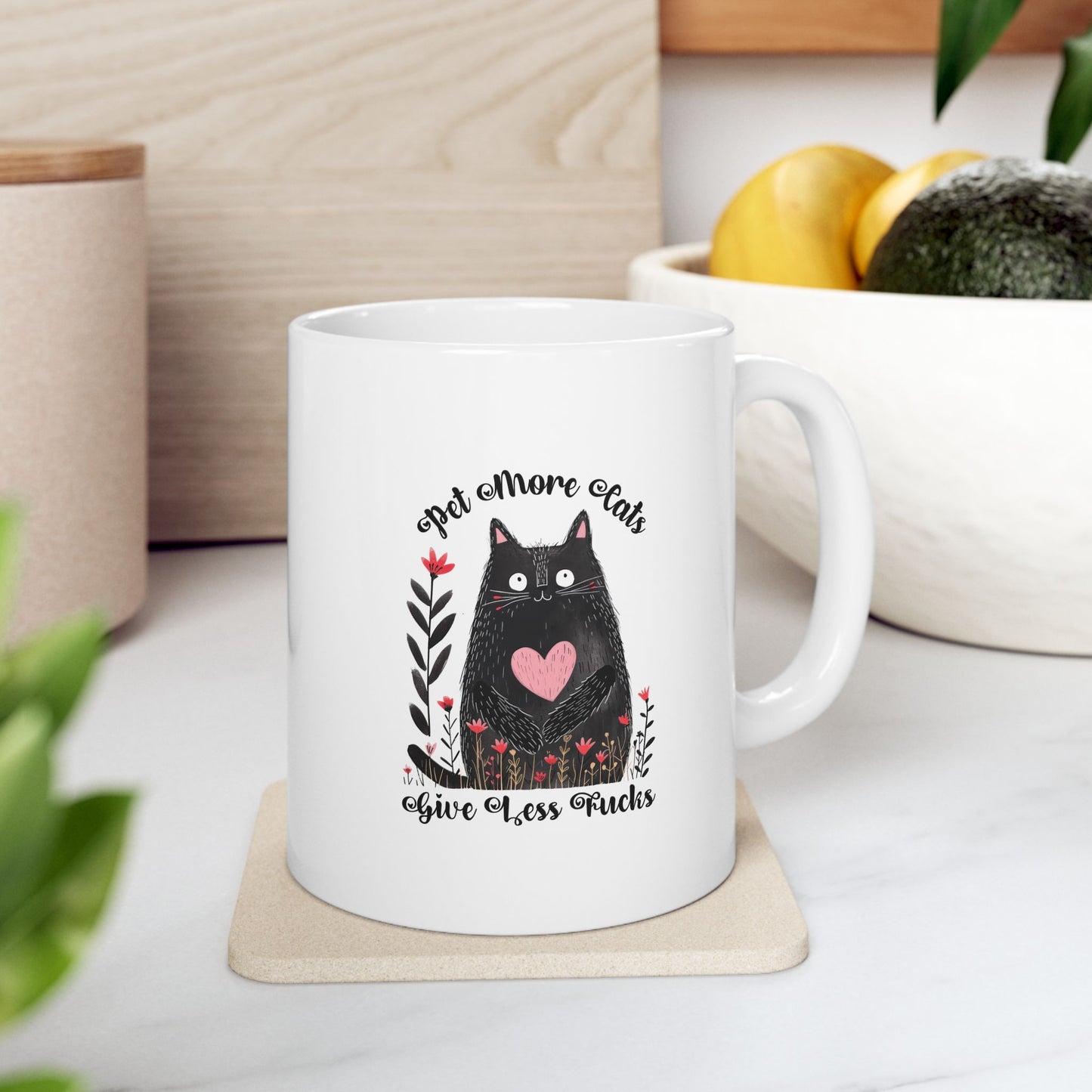 Pet More Cats Give Less F*cks Ceramic Mug