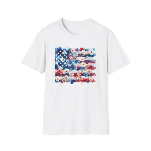 Patriotic Floral Freedom in Full Bloom Unisex Graphic T-Shirt