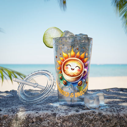 Caffeinated & Unbothered 16oz Insulated Tumbler with Straw