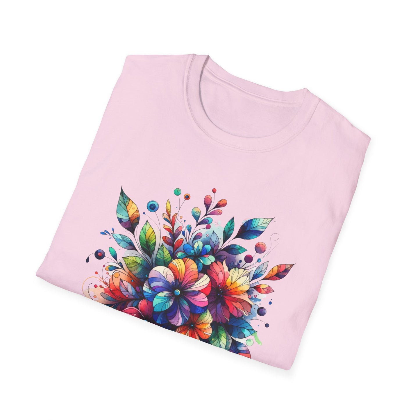Rainbow Floral Explosion Unisex Graphic T-Shirt