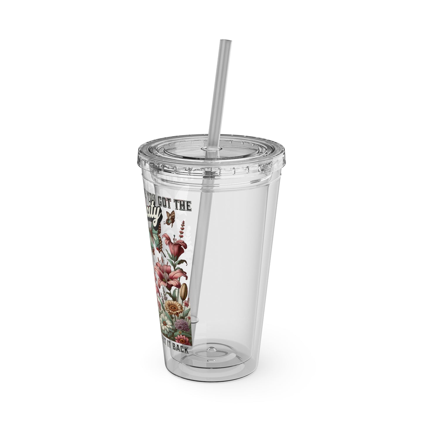 Floral Audacity 16oz Insulated Tumbler with Straw