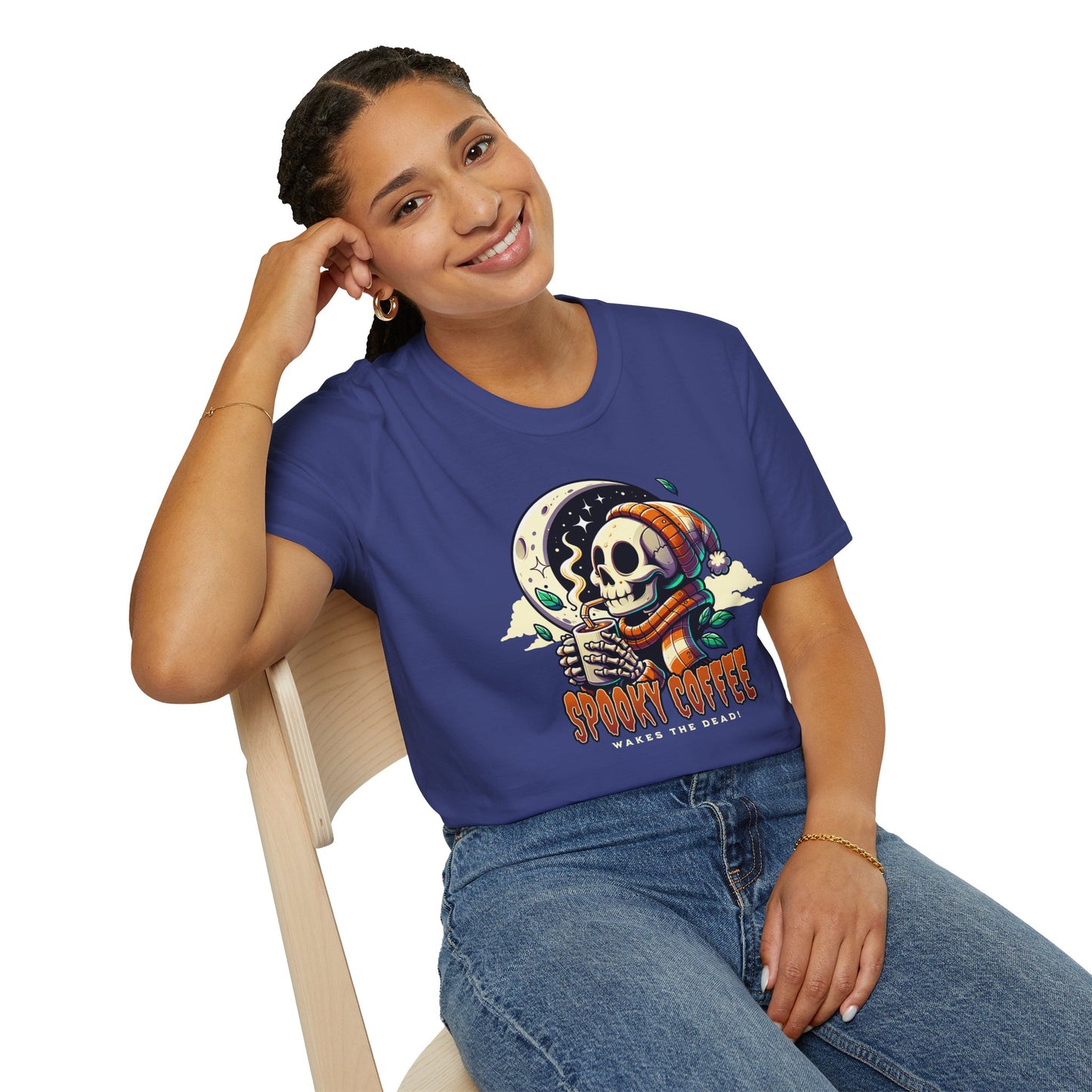 Spooky Coffee Skeleton Unisex Graphic T-Shirt