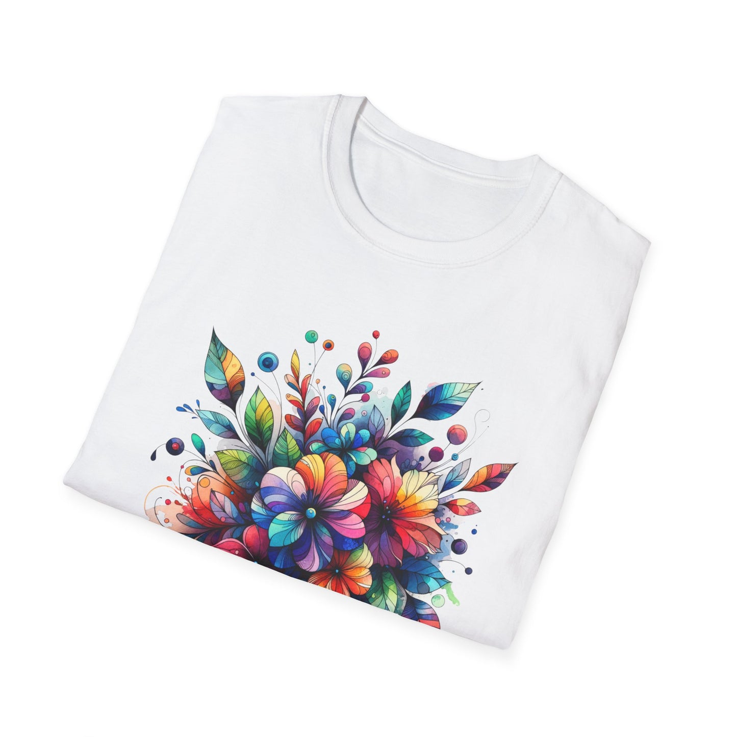 Rainbow Floral Explosion Unisex Graphic T-Shirt
