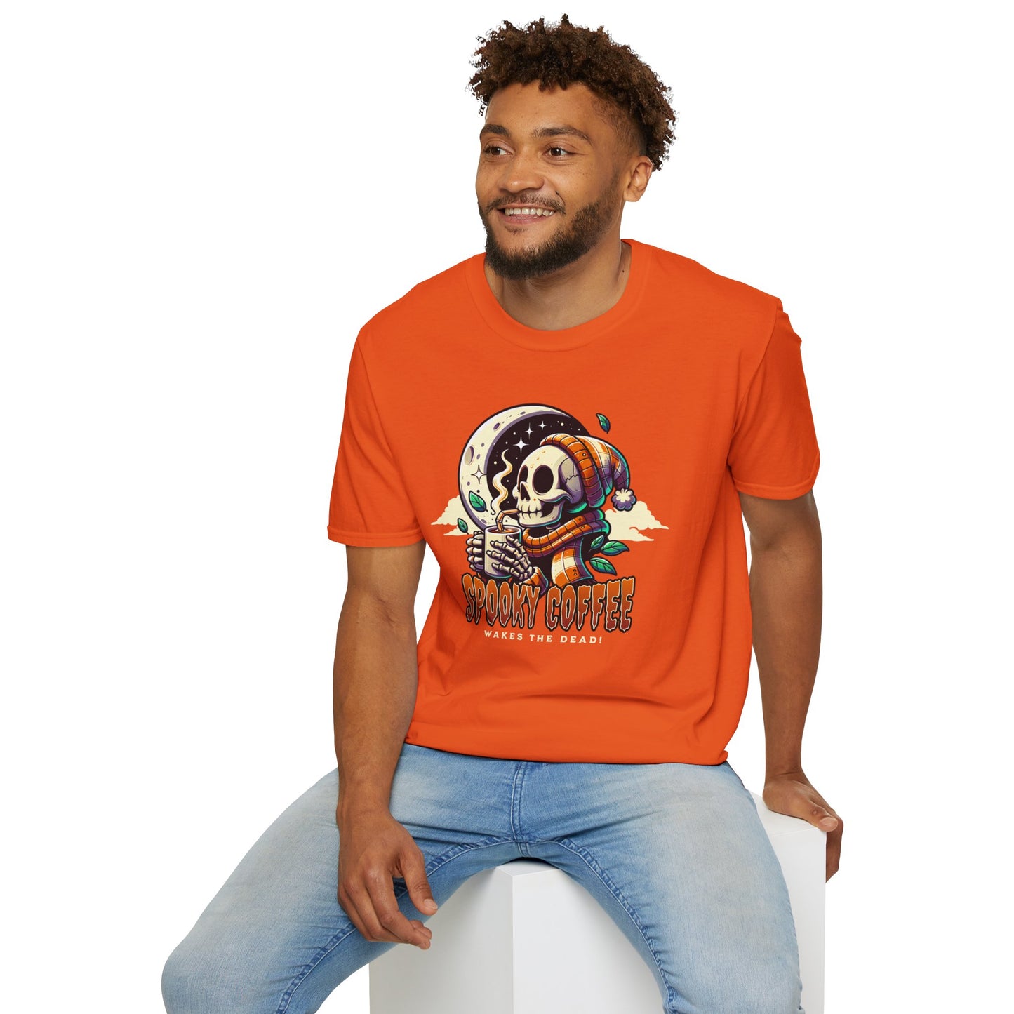 Spooky Coffee Skeleton Unisex Graphic T-Shirt