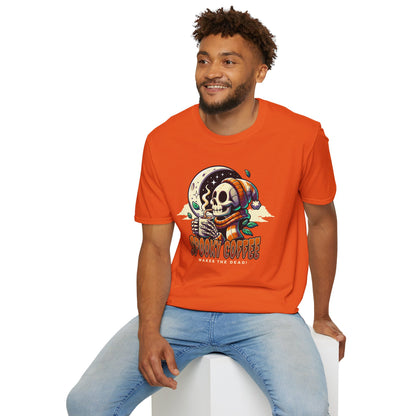 Spooky Coffee Skeleton Unisex Graphic T-Shirt