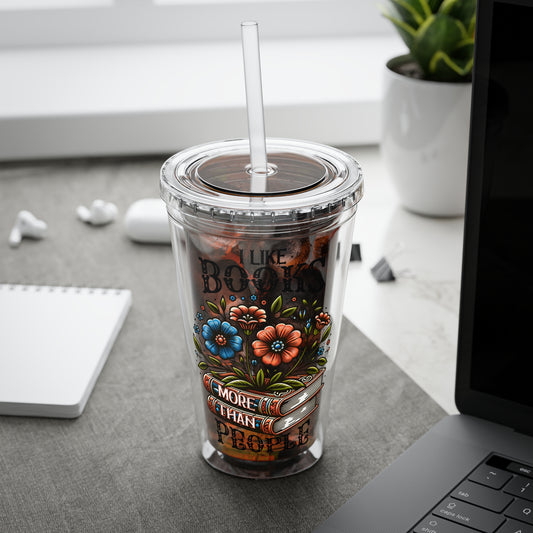 Books More Than People 16oz Insulated Tumbler with Straw