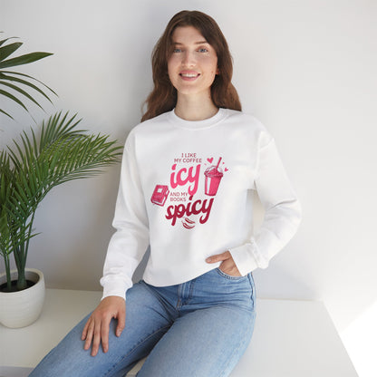 Icy Coffee Spicy Books Unisex Crewneck Sweatshirt