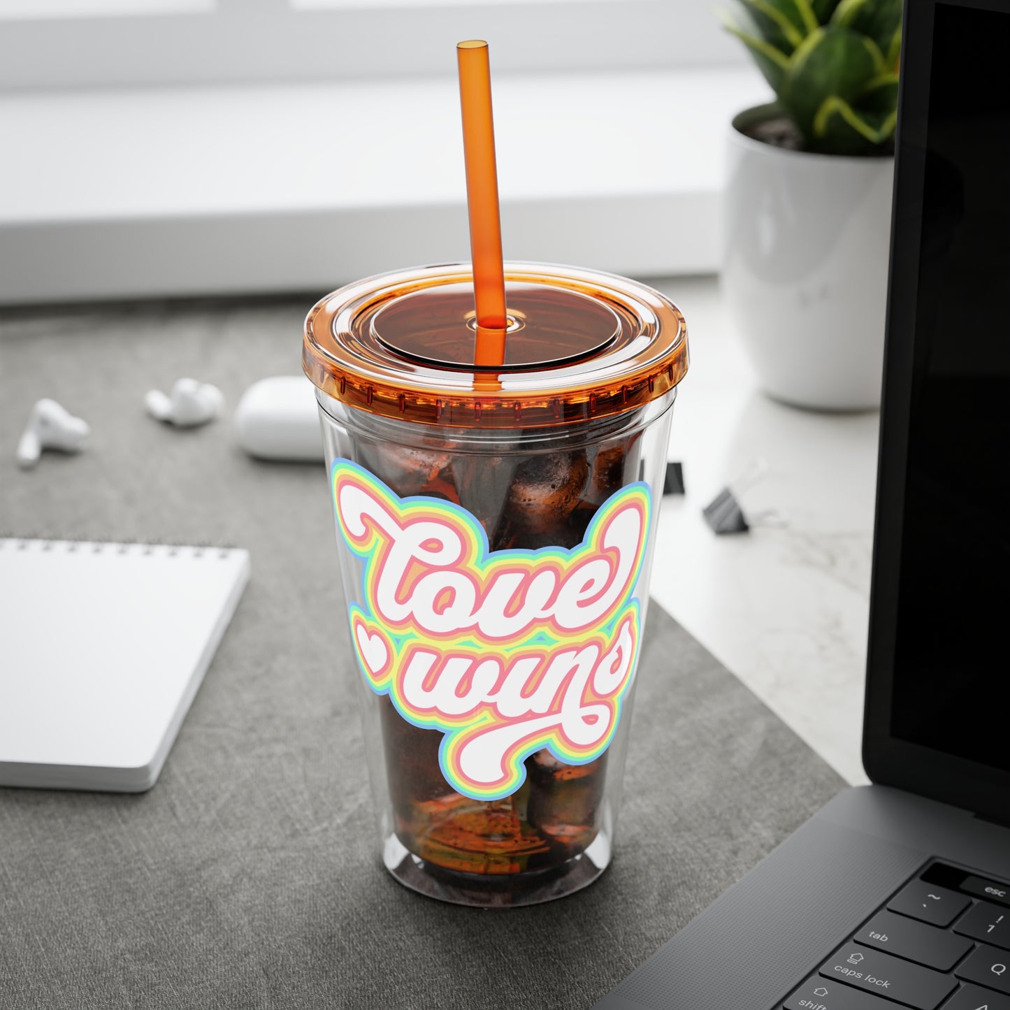 Love Wins 16oz. Insulated Tumbler with Straw