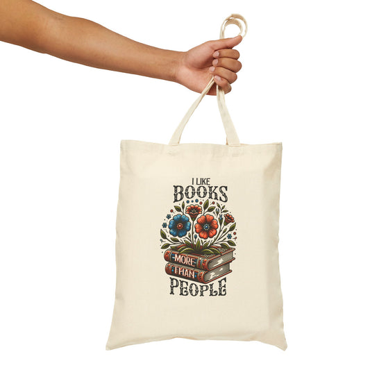 Books More Than People Cotton Canvas Tote Bag