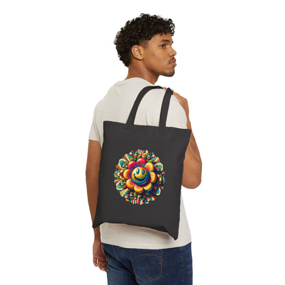 Cheerful Flower Cotton Canvas Tote Bag