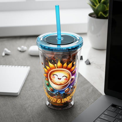 Caffeinated & Unbothered 16oz Insulated Tumbler with Straw