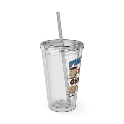 Fueled by Coffee, Chaos & Love 16oz Insulated Tumbler with Straw