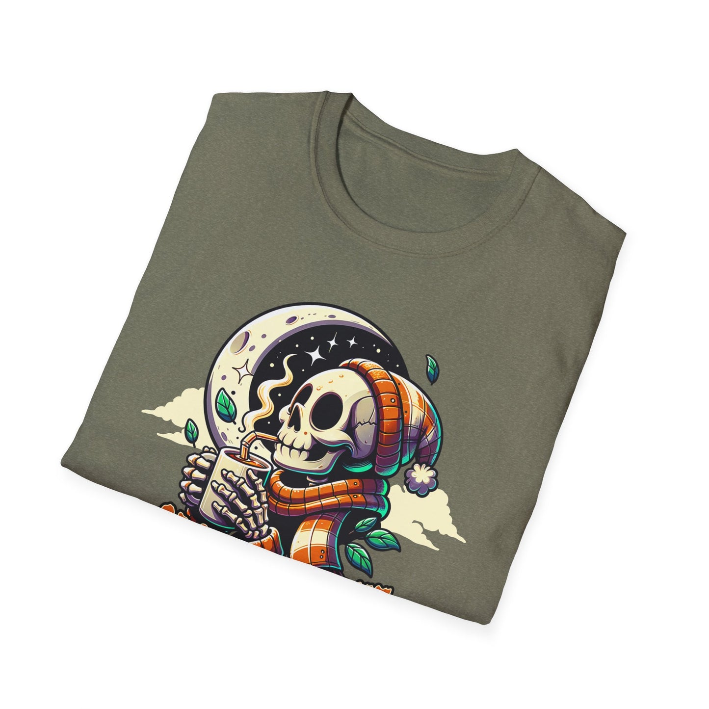 Spooky Coffee Skeleton Unisex Graphic T-Shirt