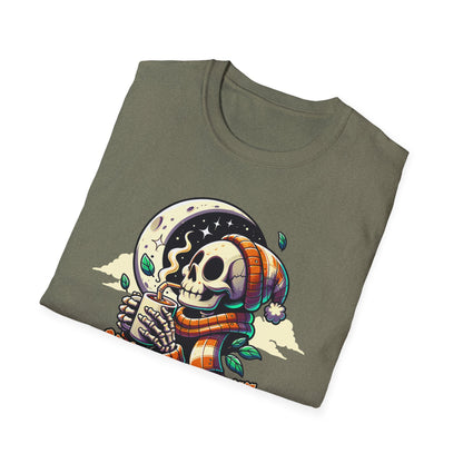 Spooky Coffee Skeleton Unisex Graphic T-Shirt