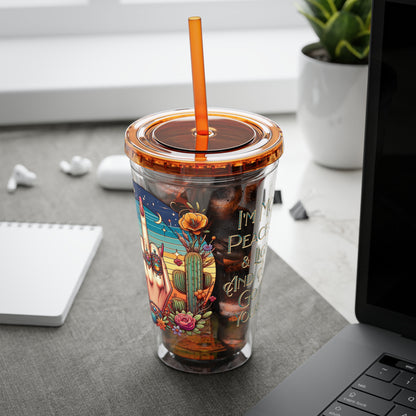 Peace Love Light F* Yourself 16oz Insulated Tumbler with Straw