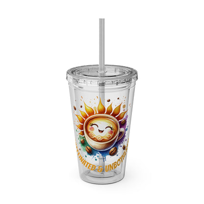Caffeinated & Unbothered 16oz Insulated Tumbler with Straw