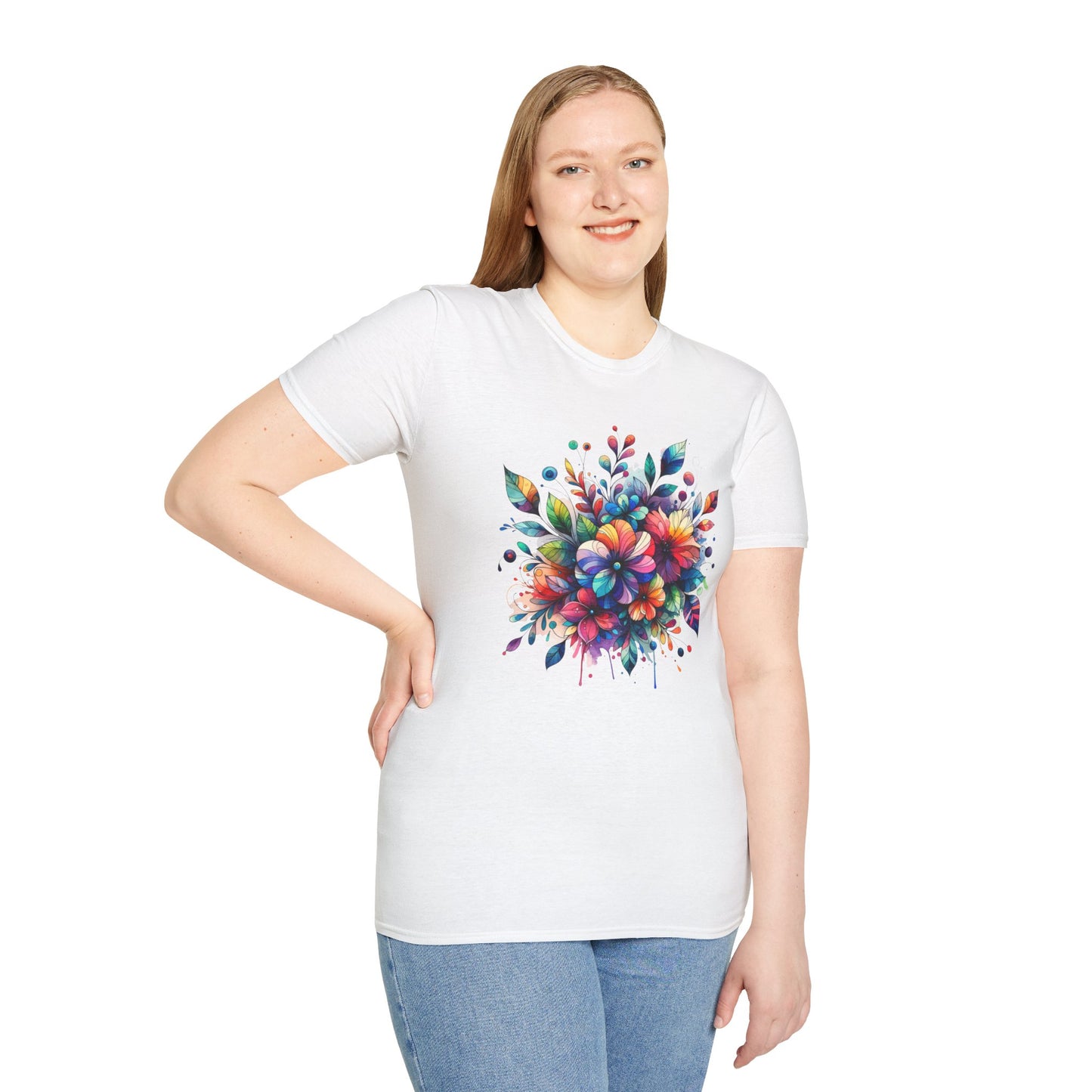 Rainbow Floral Explosion Unisex Graphic T-Shirt