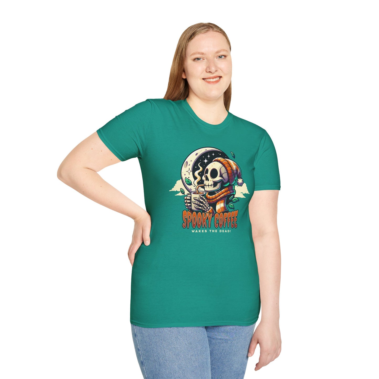 Spooky Coffee Skeleton Unisex Graphic T-Shirt