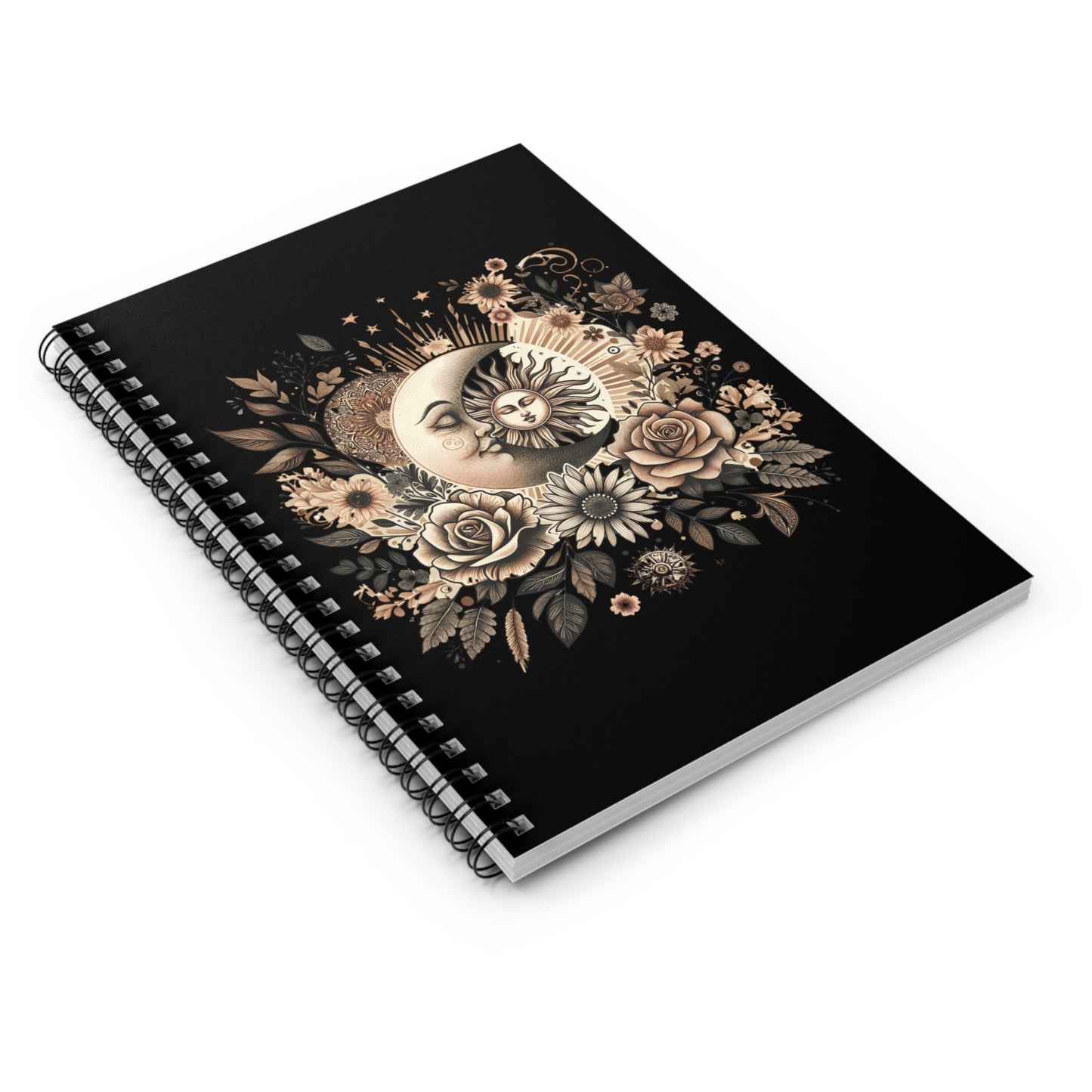 Celestial Sun and Moon Spiral Journal Notebook