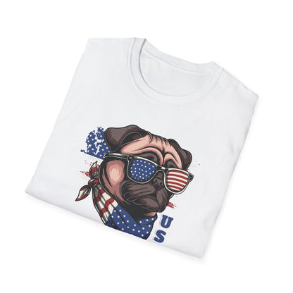 Patriotic Pug Dog USA Unisex Graphic T-Shirt