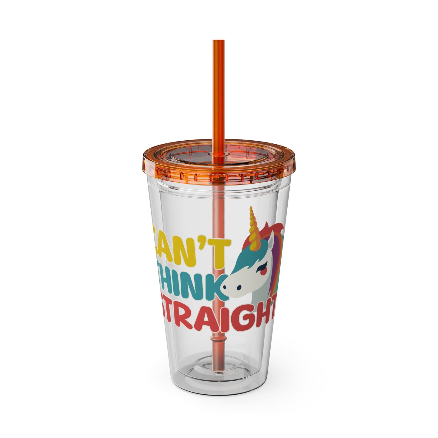 Unicorn Can't Think Straight 16oz. Insulated Tumbler with Straw