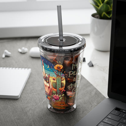 Peace Love Light F* Yourself 16oz Insulated Tumbler with Straw