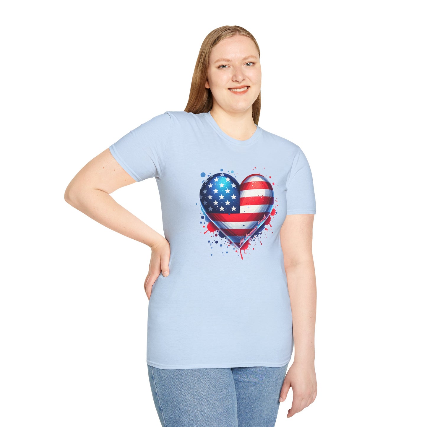 All American Heart Patriotic Unisex Graphic T-Shirt