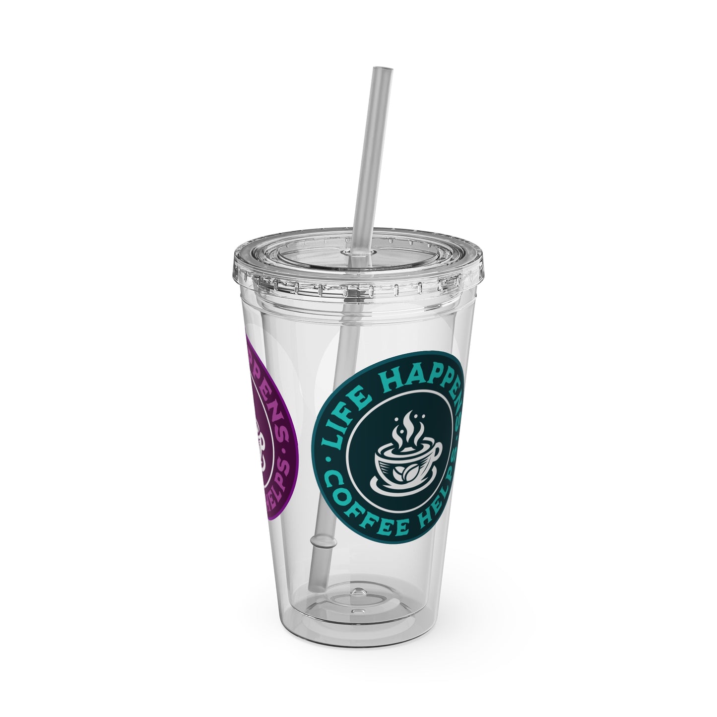 Life Happens, Coffee Helps Dual-Color 16oz Insulated Tumbler with Straw