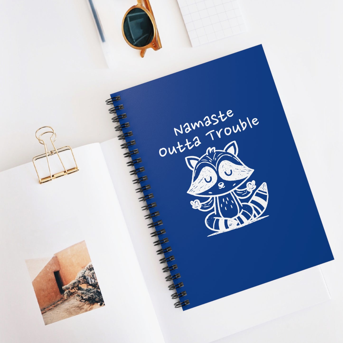 Namaste Outta Trouble Raccoon Spiral Journal Notebook