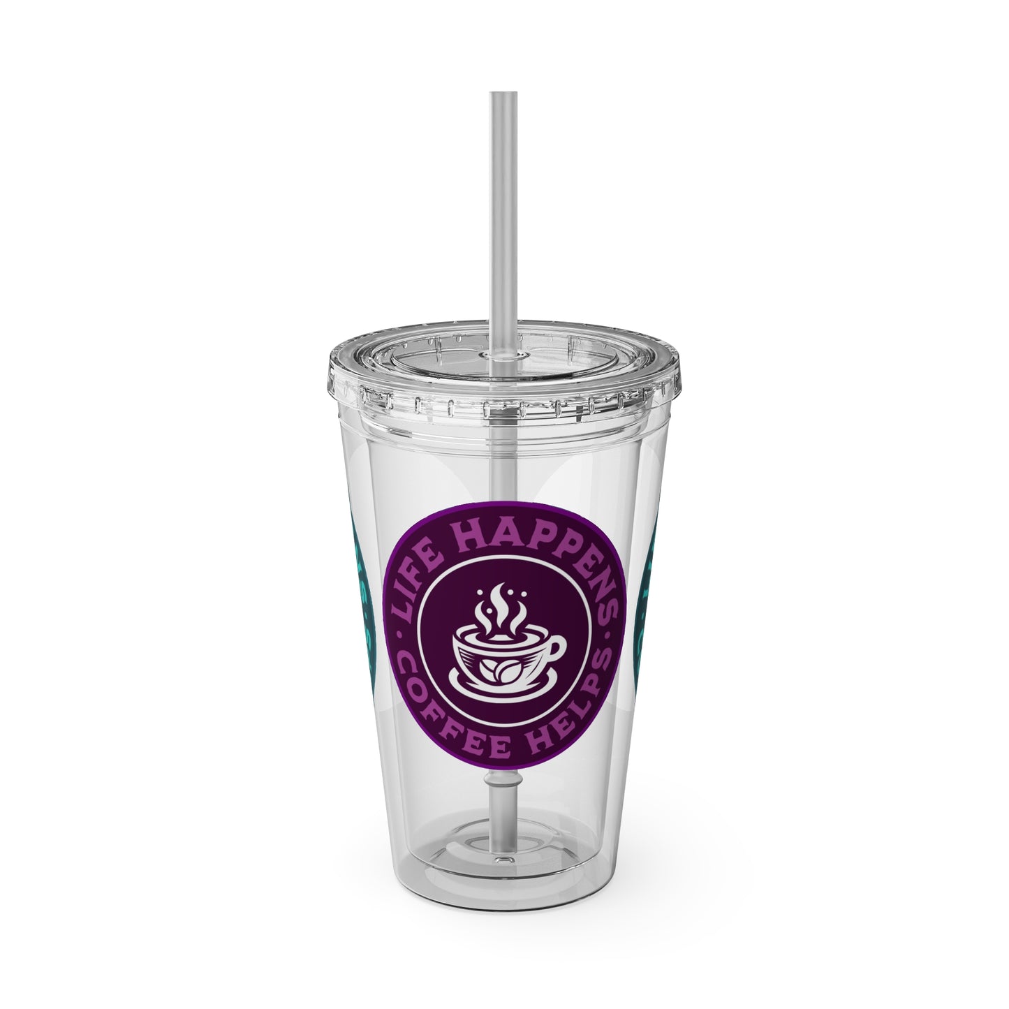 Life Happens, Coffee Helps Dual-Color 16oz Insulated Tumbler with Straw