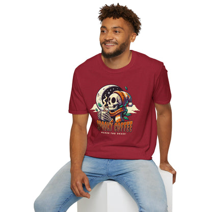 Spooky Coffee Skeleton Unisex Graphic T-Shirt