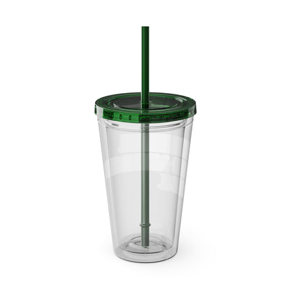 Overthinking. Overcaffeinated. Over It 16oz Insulated Tumbler with Straw