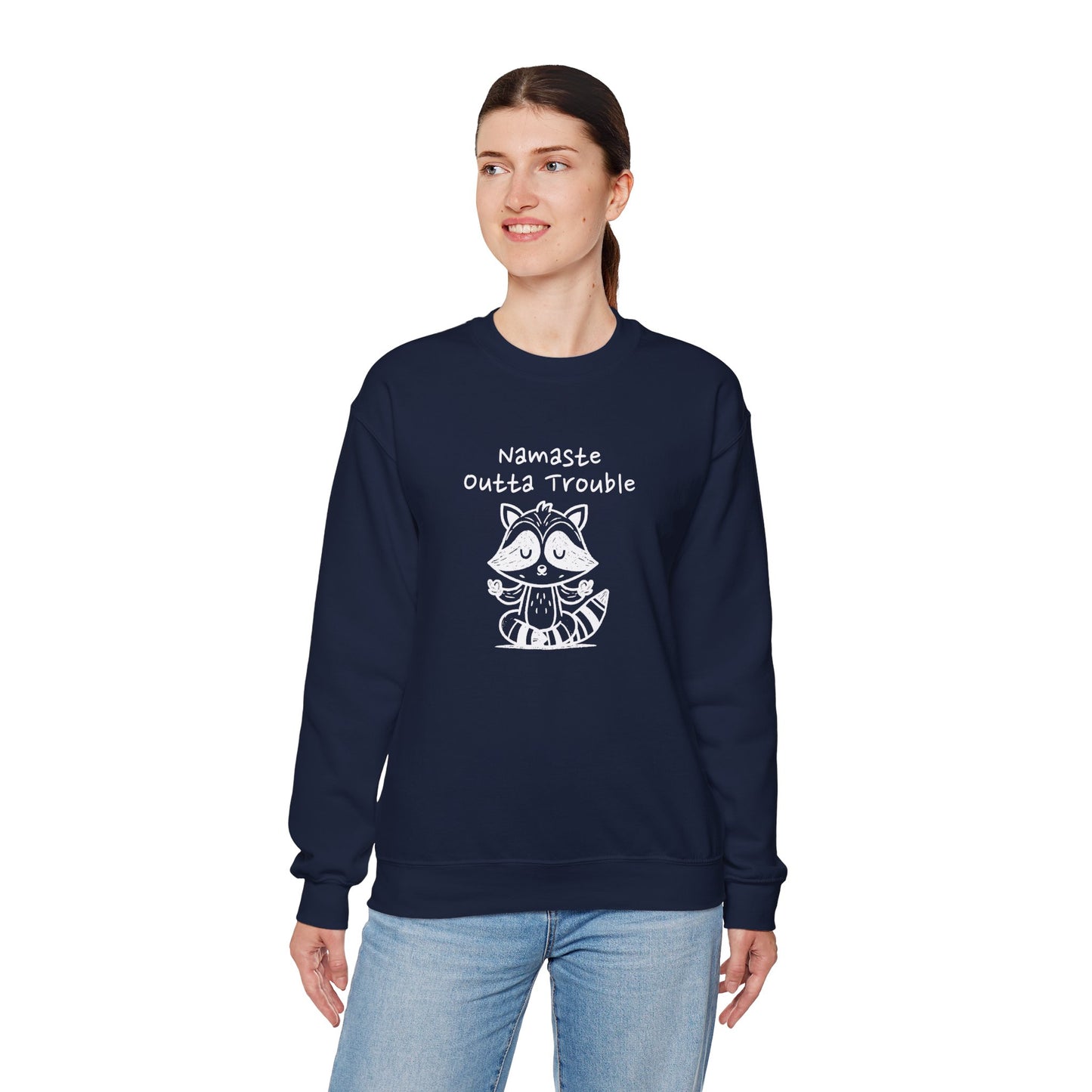 Namaste Outta Trouble Raccoon Unisex Crewneck Sweatshirt