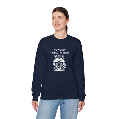 Namaste Outta Trouble Raccoon Unisex Crewneck Sweatshirt