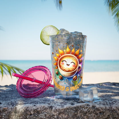 Caffeinated & Unbothered 16oz Insulated Tumbler with Straw